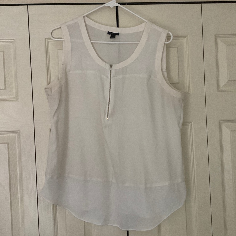 White and Lightweight Ann Taylor Zip Tank Top